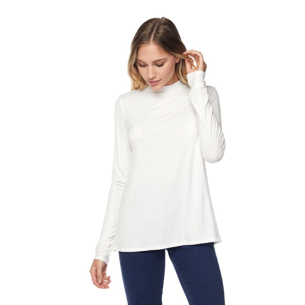 Mock neck rib long slv classic basic top
